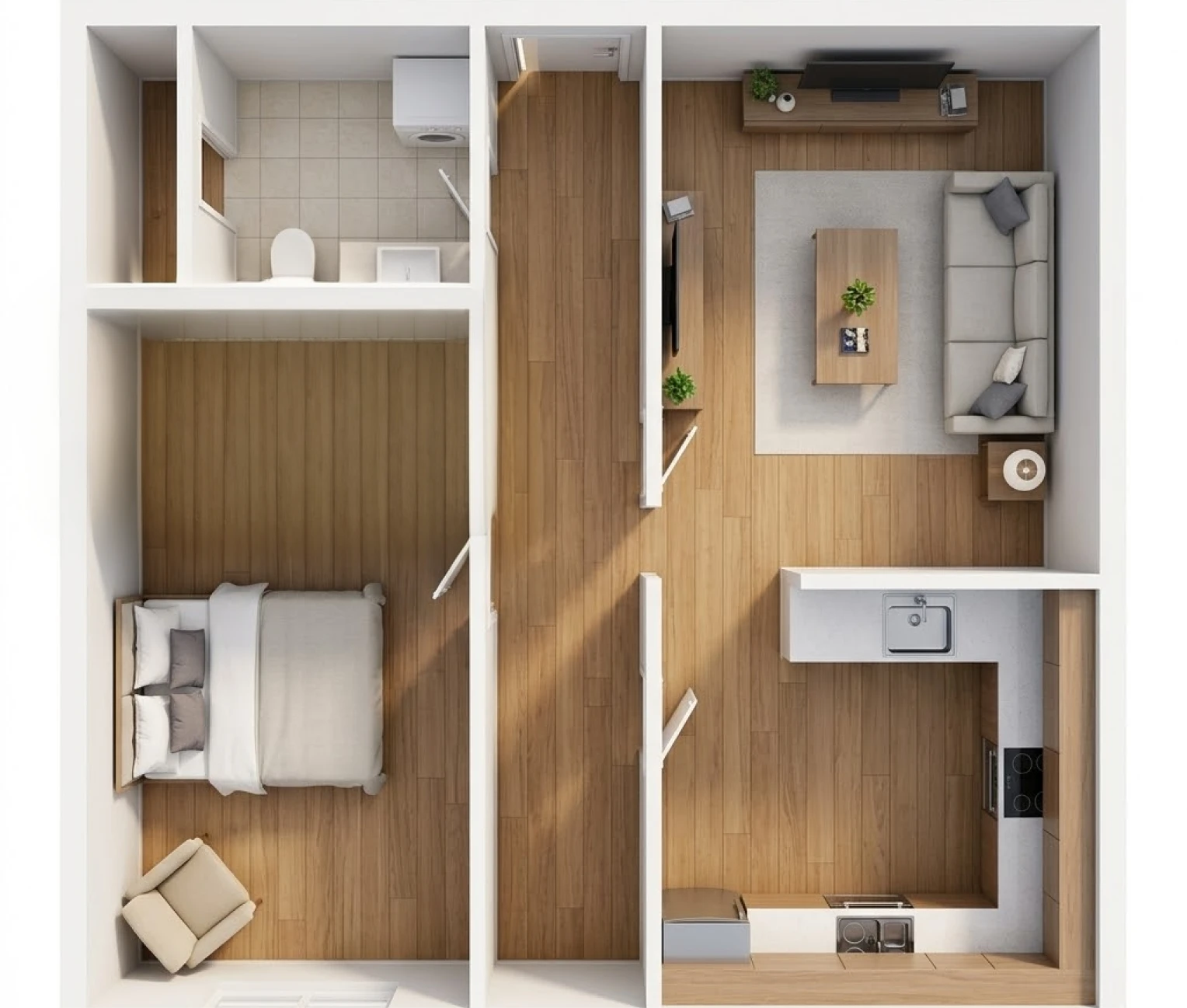 1 bed floor plan picture